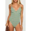 Princess Polly Like A Daydream Stripe Tank Bodysuit In Green