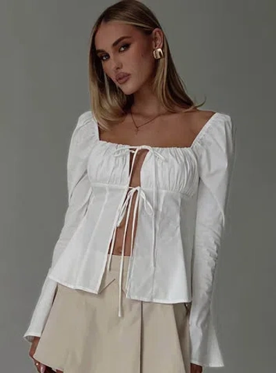 Princess Polly Lilibette Tie Up Long Sleeve Top In White