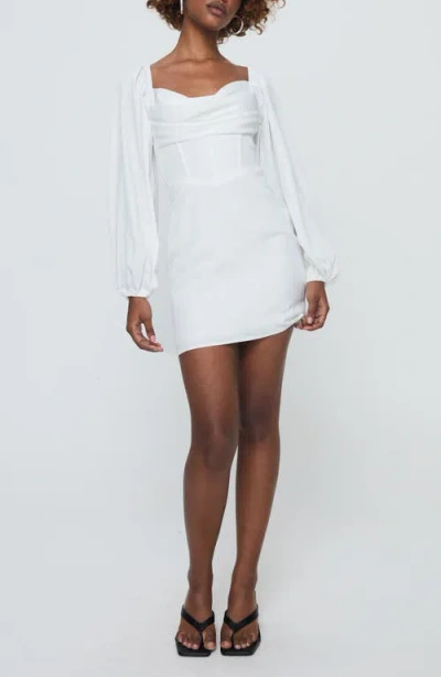 Princess Polly Lillie Long Sleeve Minidress In White