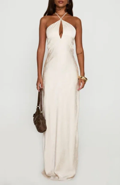 Princess Polly Limosina Halter Satin Gown In White