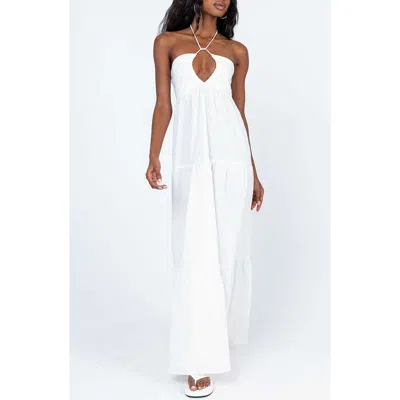 Princess Polly Lincoln Halter Cotton & Linen Maxi Dress In White