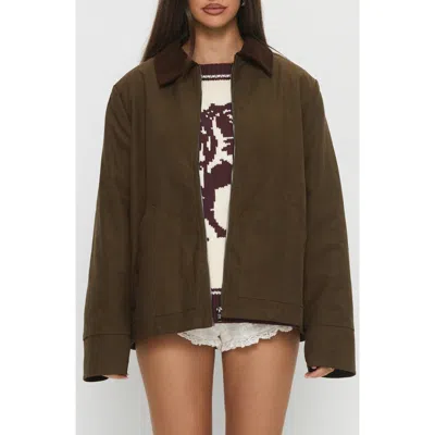 Princess Polly Livya Cotton Utility Jacket In Brown