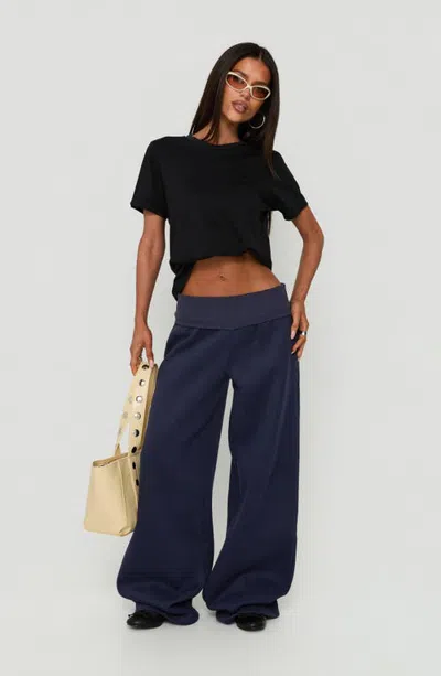 Princess Polly Lockie Foldover Baggy Track Pants In Blue