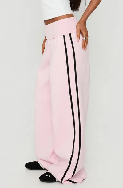 Princess Polly Lockie Foldover Baggy Track Pants In Pink