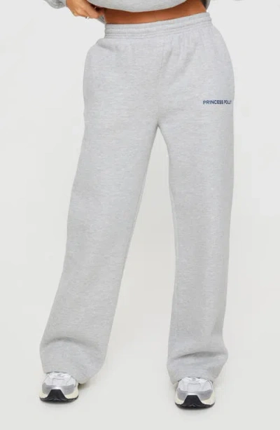 Princess Polly Logo Straight Leg Sweatpants In Grey