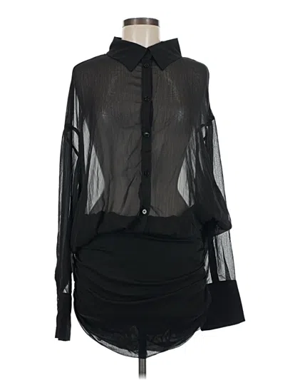 Pre-owned Princess Polly Long Sleeve Blouse In Black
