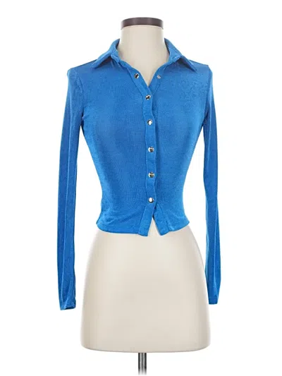 Pre-owned Princess Polly Long Sleeve Blouse In Blue