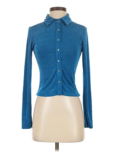 Pre-owned Princess Polly Long Sleeve Blouse In Blue