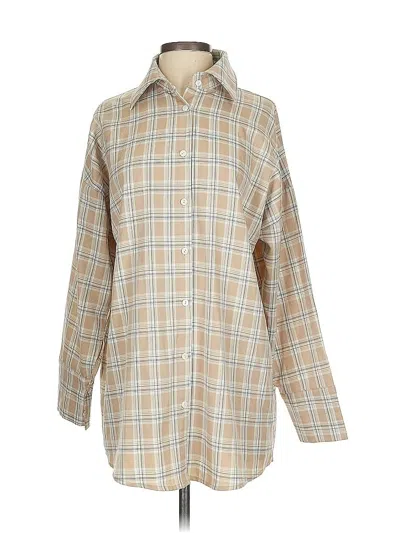 Pre-owned Princess Polly Long Sleeve Blouse In Brown