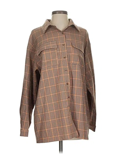 Pre-owned Princess Polly Long Sleeve Blouse In Brown