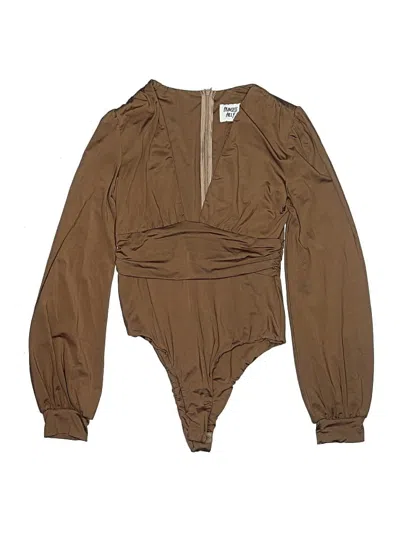 Pre-owned Princess Polly Long Sleeve Blouse In Brown
