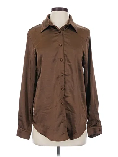 Pre-owned Princess Polly Long Sleeve Blouse In Brown