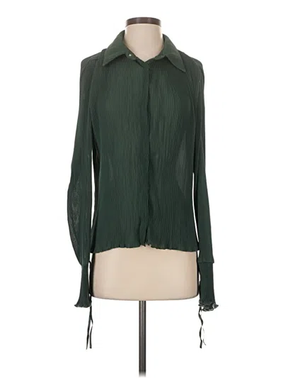 Pre-owned Princess Polly Long Sleeve Blouse In Green