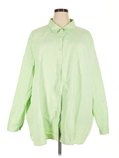Pre-owned Princess Polly Long Sleeve Blouse In Green