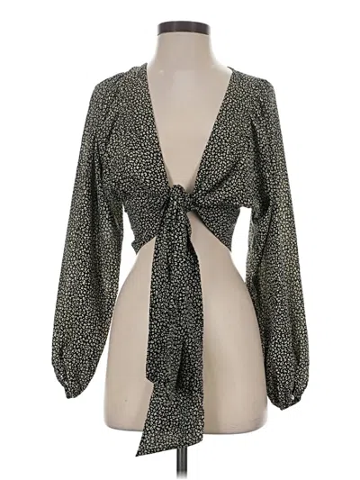 Pre-owned Princess Polly Long Sleeve Blouse In Green