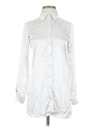 Pre-owned Princess Polly Long Sleeve Blouse In Silver
