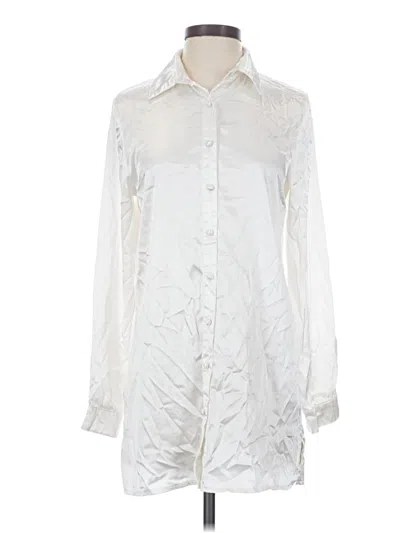 Pre-owned Princess Polly Long Sleeve Blouse In Silver