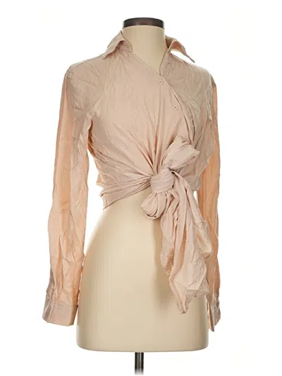 Pre-owned Princess Polly Long Sleeve Blouse In Tan