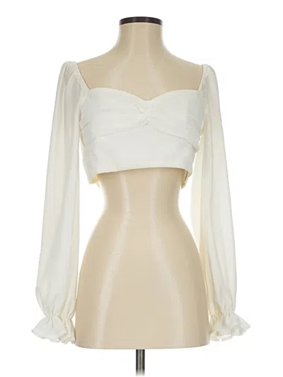 Pre-owned Princess Polly Long Sleeve Blouse In White