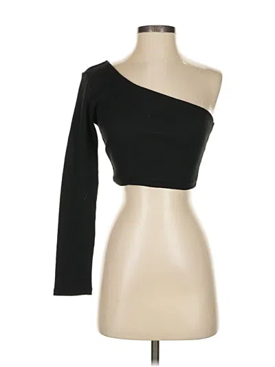 Pre-owned Princess Polly Long Sleeve Top Black One Shoulder Neckline Tops