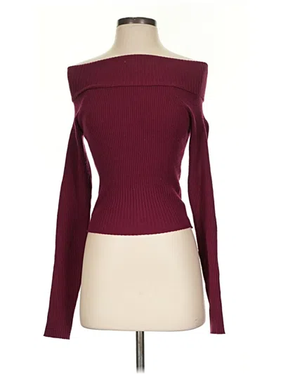 Pre-owned Princess Polly Long Sleeve Top Burgundy Strapless Neckline Tops