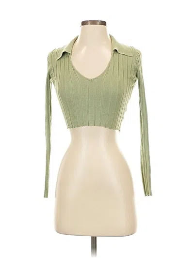 Pre-owned Princess Polly Long Sleeve Top Green Sweetheart Neckline Tops