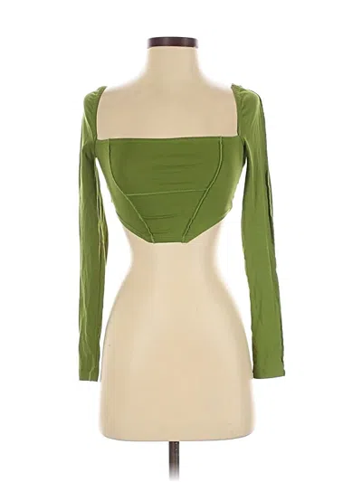 Pre-owned Princess Polly Long Sleeve Top Green Sweetheart Neckline Tops