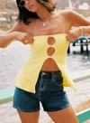 Princess Polly Lost Souls Strapless Cut Out Top In Lemon