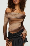 Princess Polly Lotta Off The Shoulder Top In Brown