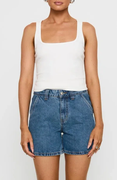 Princess Polly Lou Denim Carpenter Shorts In Mid Wash