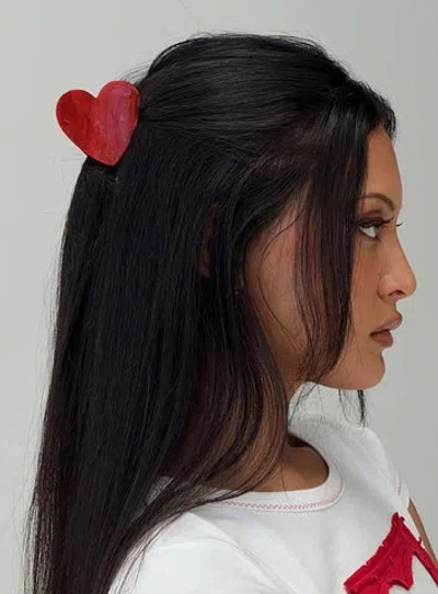 Princess Polly Love Heart Clip In Red