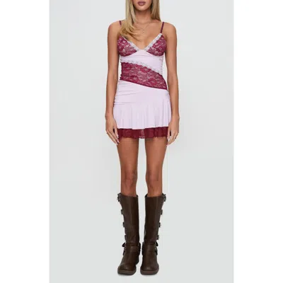 Princess Polly Love Is Alive Lace Trim Minidress In Purple