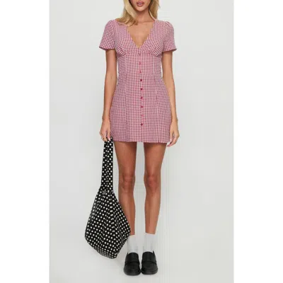 Princess Polly Loveliness Check Skirted Romper In Pink