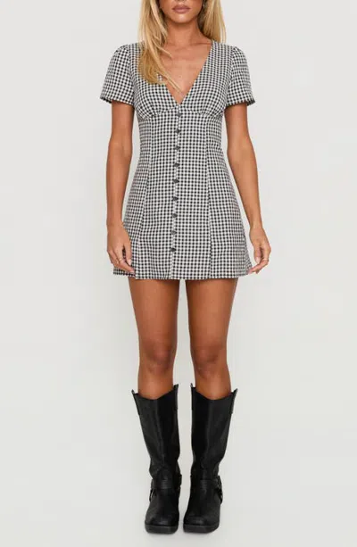 Princess Polly Loveliness Gingham Romper In Black/white