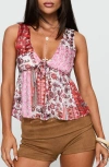 Princess Polly Lovely Bunch Pleated Mixed Print Tank In Pink