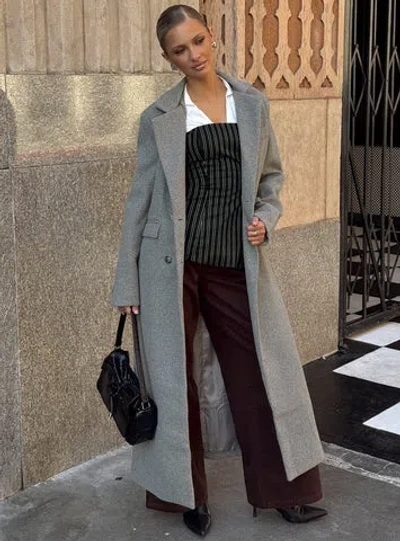 Princess Polly Lovergirl Longline Coat In Gray