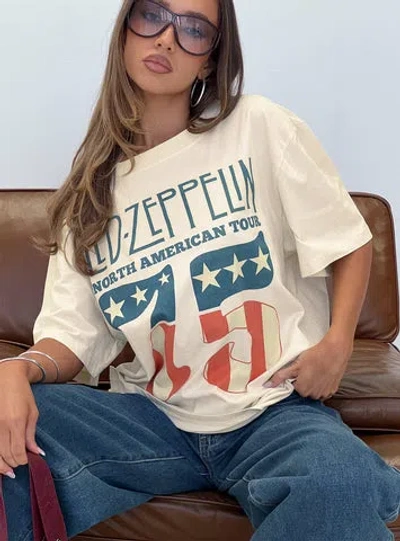 Princess Polly Lower Impact 4th July Led Zepplin Oversized Tee In White