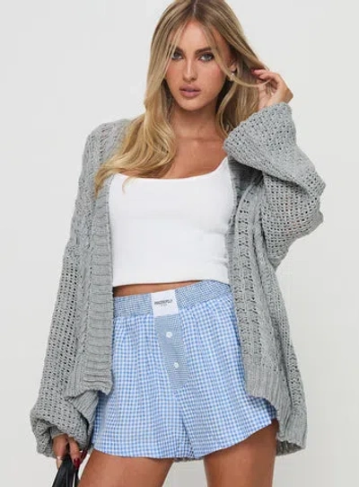 Princess Polly Lower Impact Abner Cable Cardigan In Light Grey