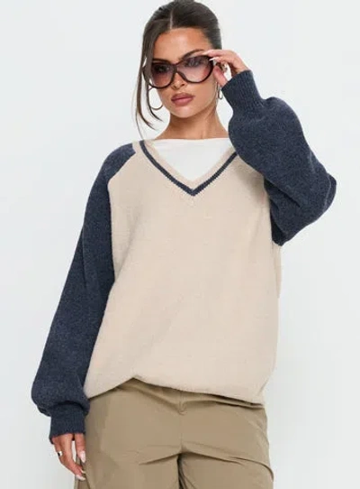 Princess Polly Lower Impact Adana V Neck Graphic Knit Sweater In Multi