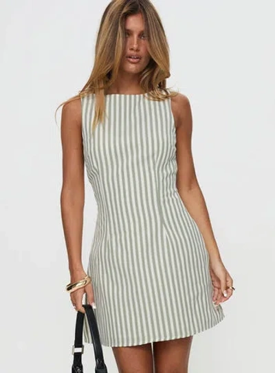 Princess Polly Lower Impact Alfalfa Shift Mini Dress Green Stripe