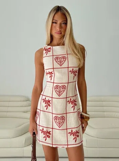 Princess Polly Lower Impact Alfalfa Shift Mini Dress In Red Floral Check