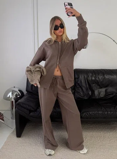 Princess Polly Lower Impact All Day Straight Leg Sweatpants In Brown