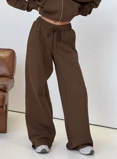 Princess Polly Lower Impact All Day Straight Leg Sweatpants Chocolate Brown