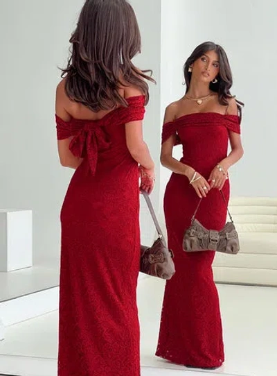 Princess Polly Lower Impact Allured Strapless Maxi Dress In Burgundy