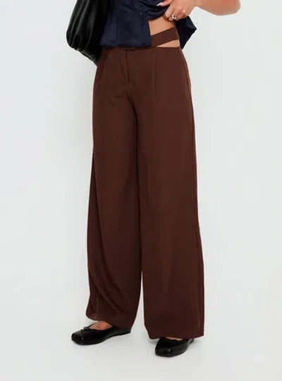 Princess Polly Lower Impact Alys Cut Out Straight Leg Pant In Brown