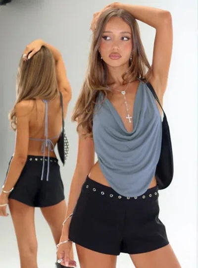 Princess Polly Lower Impact Anetta Cowl Halter Top In Blue