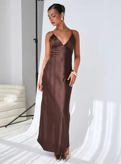 Princess Polly Lower Impact Angels Only Maxi Dress In Chocolate