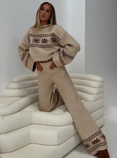 Princess Polly Lower Impact Anok Star Pants In Brown / Cream