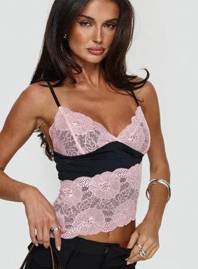 Princess Polly Lower Impact Antoine Top Pink / Black In Pink/black