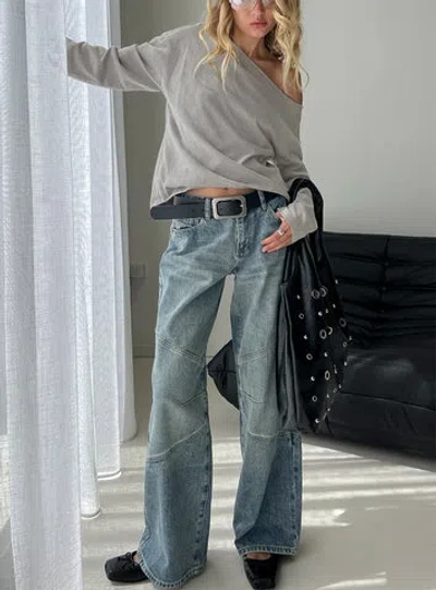 Princess Polly Lower Impact Atmosphere Mid Rise Straight Leg Jeans In Brown